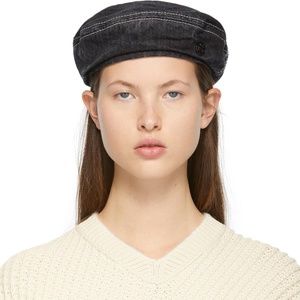 Maison Michel Black Denim New Billy Beret Hat